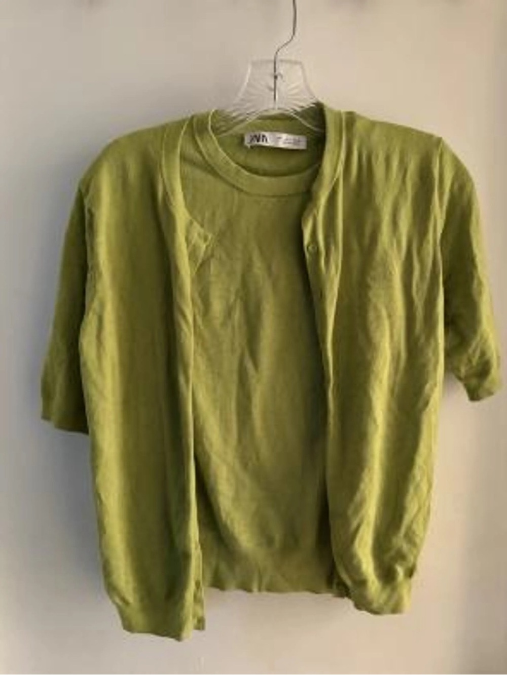 Zara Lime Knit Top and Cardigan Set y.